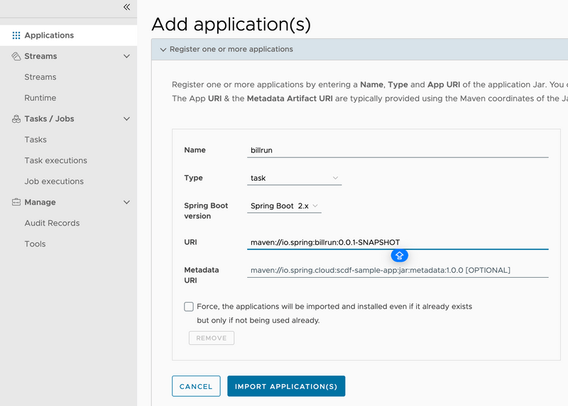 Register the billrun batch app